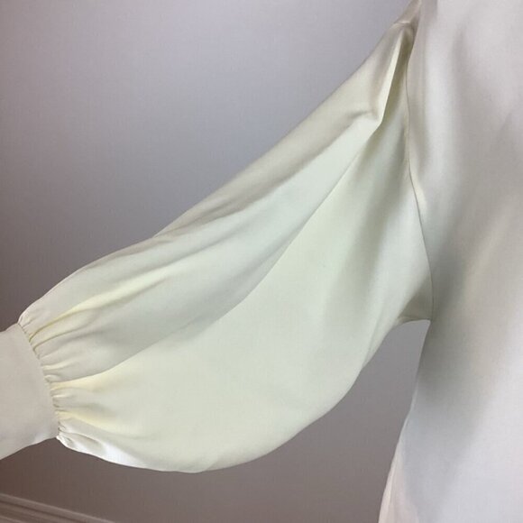 ST. JOHN SILK MINIMALIST BALLOON SLEEVES DRESS IN ALABASTER NWT - Picture 7 of 16
